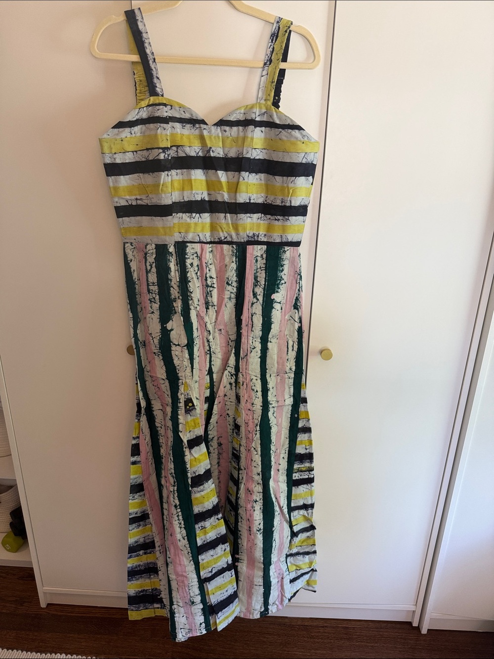 Busayo Striped Crinkle Maxi Dress in Yellow, Green, Pink, Navy